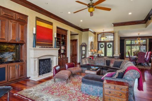 12' tall ceilings and custom oak moldings.