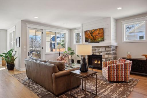 Inviting living area is filled with natural light