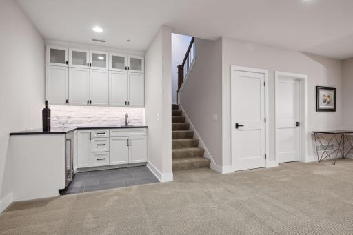 Wet bar with beverage center is a great entertaining feature