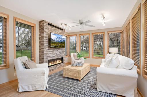The family room addition is loaded with windows to the backyard