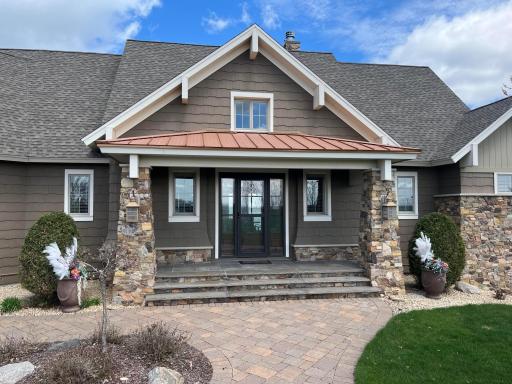 Front Entry - Stone Porch and Paver Patio