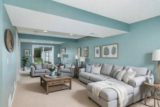 Lower- level family room- virtually staged.