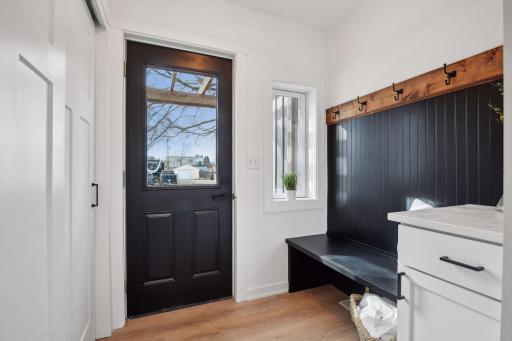 Can't miss the new entry bench/catch-all space mudroom