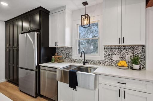 Such a beautiful space - brand new cabinets (soft close of course), tile, lighting, appliances, flooring, paint...
