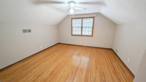 Head upstairs and you will find two more spacious bedrooms with hardwood floors