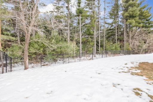 Wooded area at the back of the home creates a peaceful scene and provides additional privacy