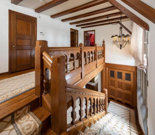 Exquisite woodwork around every turn as you ascend to the serene haven of second-floor bedrooms.
