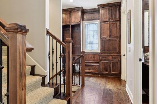 Huge utility closet off the mud room area with Alderwood built-ins.
