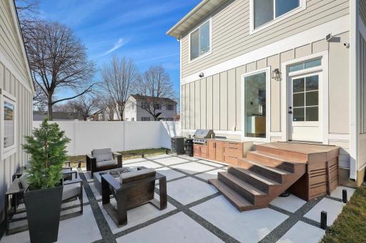 Newer patio, perfect for the summer BBQ! Gas fire pit included!