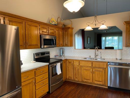 Photo for 2271 Highway 27 E, 8, Osakis, MN 56360 - Listing #6506633 Kitchen features numerous updates: new quartz countertops, backsplash, sink, faucet, refrigerator, and dishwasher to name a few.