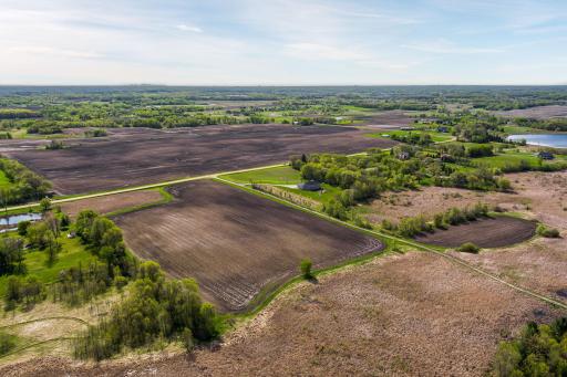 This view shows the tillable portion of the property. The 12 acres of tillable ground are rented for the 2024 growing season.