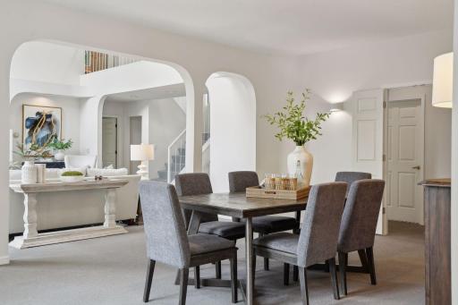 Spacious dining room that can fit a table for 18