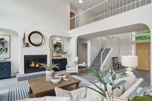 The main living area is encapsulated by 19ft ceilings
