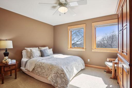 The third upper level bedroom has plenty of natural light