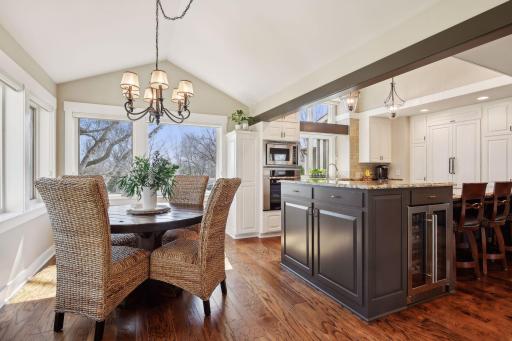 An informal dining area is conveniently located just off the main kitchen area