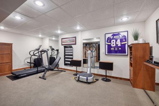 Who needs a gym membership when you have your own work out fitness area!