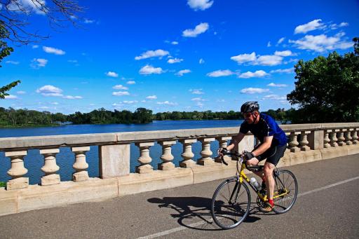Miles of biking in the middle of the city around the chain of lakes is truly one of a kind
