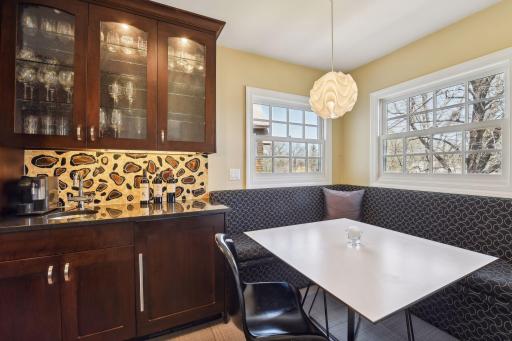 Kitchen eating area nook... built in coffee maker.