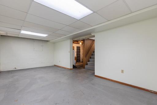 With access to the bathroom the basement makes for versatile living space
