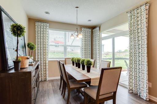 Grab a meal at the island or utilize this dining space with room for most table sizes and chairs.