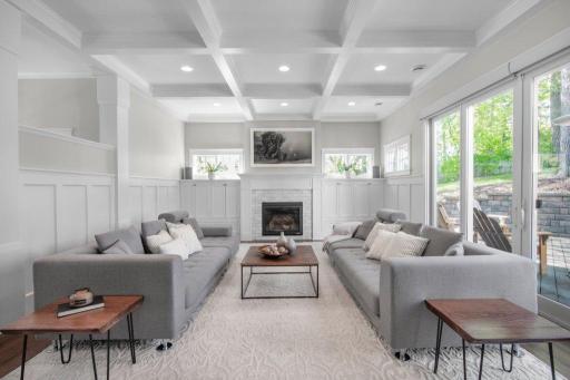 This room is perfect for entertaining with its state-of-the-art Sonos sound system that delights audiophiles with an unparalleled listening experience.