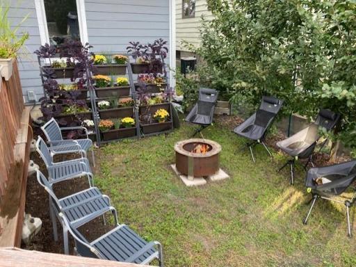Firepit with herb gardens. Tell campfire stories and roast marshmallows in this cozy space.