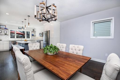 This space allows for small and large group entertaining. Room for everyone around the table.