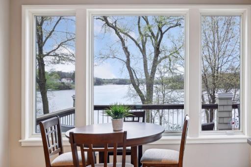 Informal dining area in kitchen with superb views and access to deck