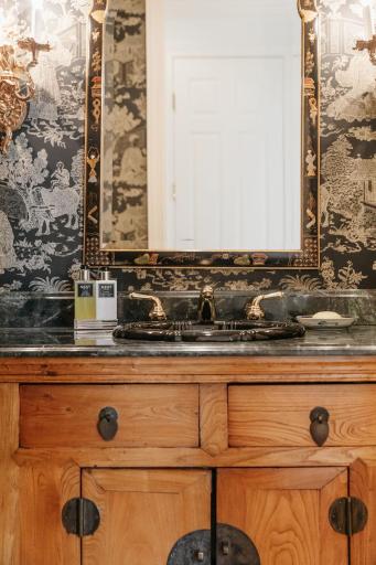 Notice the wood cabinetry and classic design.