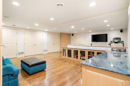 Exercise and game room lower level! Behind those doors is a cedar closet!