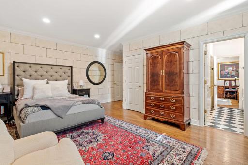 Lower level bedroom connected to jack and jill bathroom