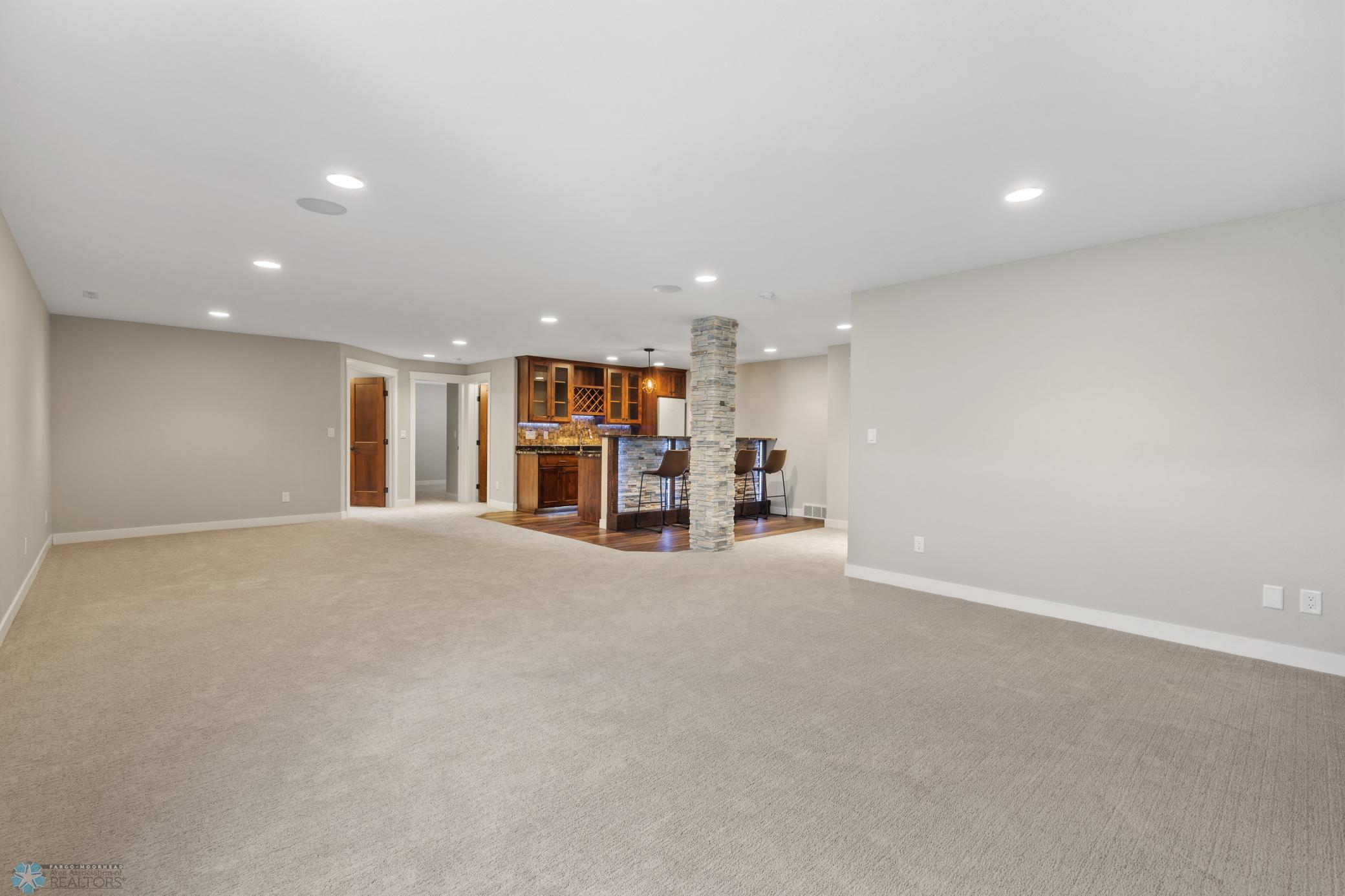 basement family room and bar