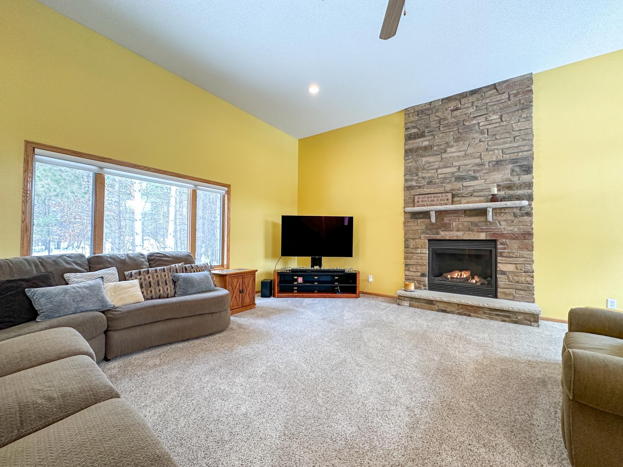 Beautiful Stone surround gas fireplace