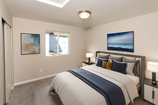 Photo taken of different home with similar plan & finishes virtually staged. Bedroom 3.