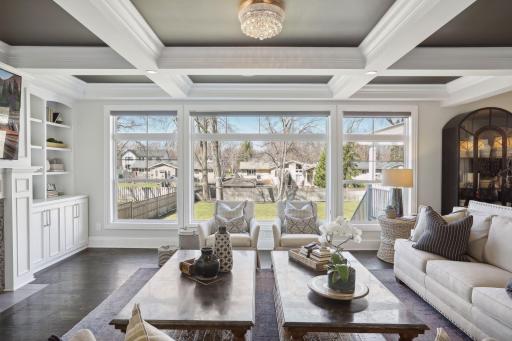 Light, bright panoramic views of back yard
