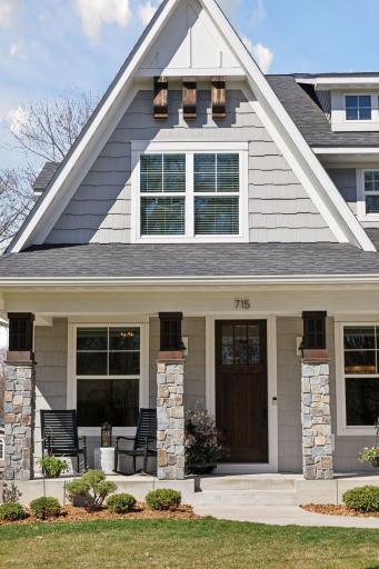 Inviting covered front porch greets your guests