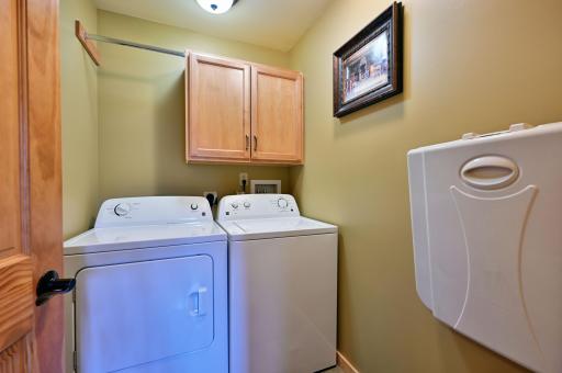 The laundry room is also on the main floor. The guest cabin has its own washer and dryer as well.