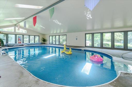 The pool room has an electric heater for use during very cold days in the winter months. The room stays very warm from heat from the sun, with windows that open for heat escape.
