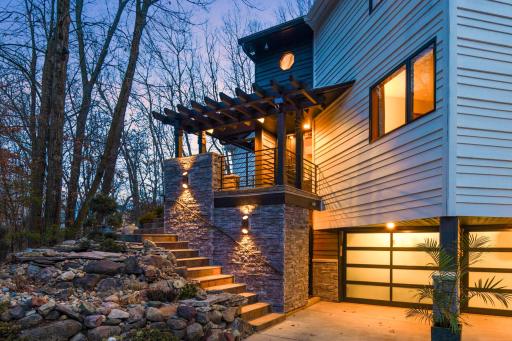 New custom stacked stone on entry and front of home.