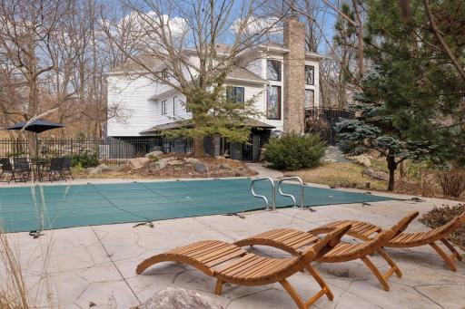 Recent stamped stone surrounding the pool.
