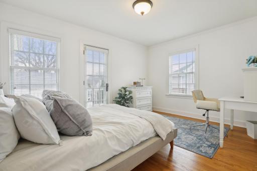 One of five bedrooms on the upper level.