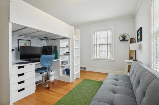 One of five bedrooms on the upper level.
