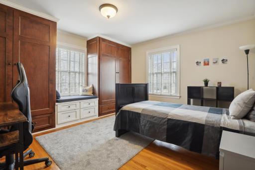 One of five bedrooms on the upper level.