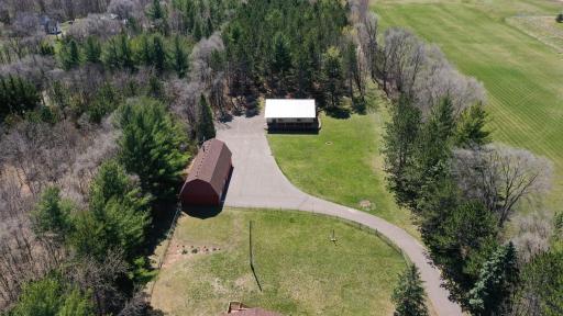 Aerial View looking at back yard with mature trees