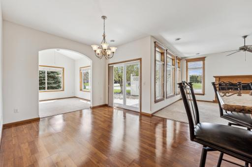 Dining area, patio door to outside covered patio and open patio