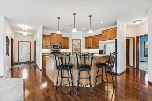 Breakfast bar area with stools