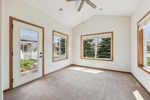 4 season sunroom with door to garden area