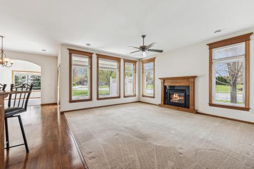 Great room, 9' ceilings, gas fireplace