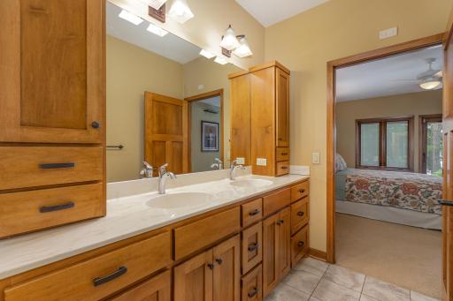 This home comes with a 3 zone, geothermal heating/cooling system. The primary bedroom suite has one of the 3 separate zones.