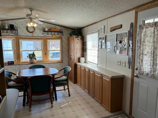 Another kitchen angle showing the ample storage and bay window that brings in lots of natural light...
